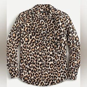 J. Crew Leopard Print Silk Button Up Blouse Size 14 Tall NWT